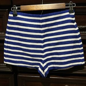 Blue & White Striped Woven Shorts